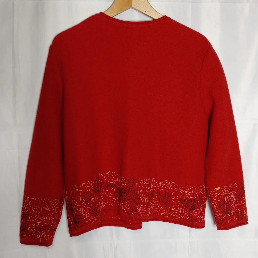 Vintage Sigrid Olson Sweater‎ Embroidered Shetland Wool Cardigan Boho Lagenlook